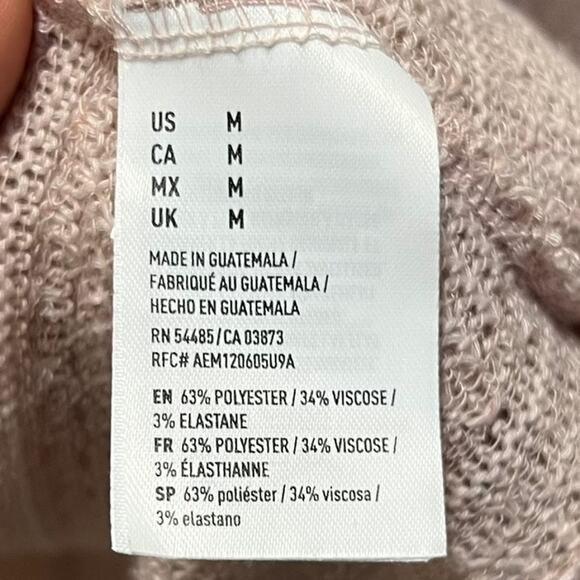 American Eagle Blush Pink Long Sleeve Loose Knit Peplum Blouse Size Medium - Picture 6 of 8